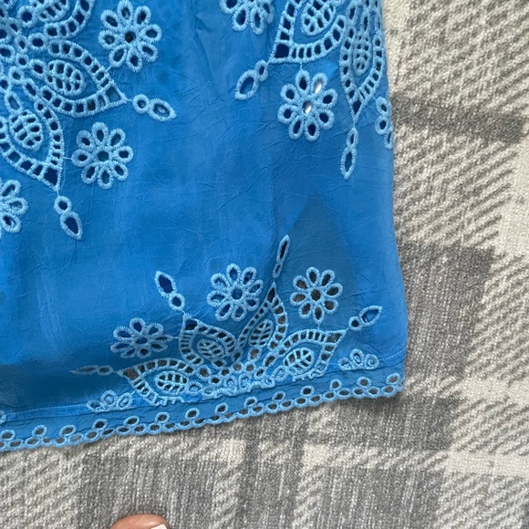 Johnny Was embroidered peasant top in Azure Blue - Picture 10 of 12